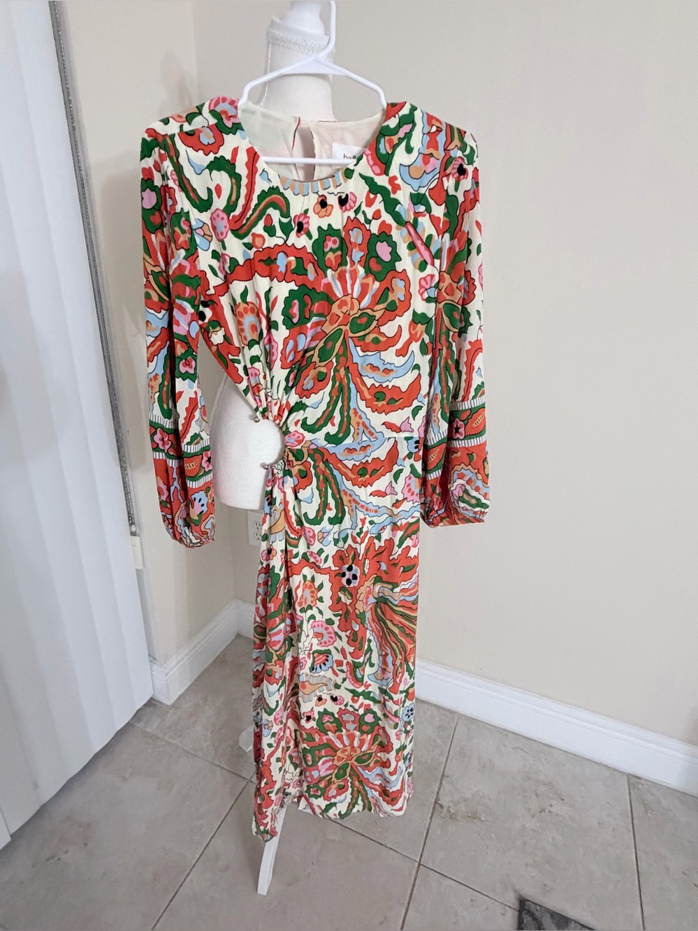 ba&sh Paris Monica Midi Dress Cutout Floral Paisley Ring Detail Size S - Picture 6 of 8